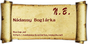 Nádassy Boglárka névjegykártya