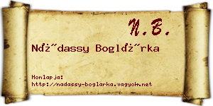 Nádassy Boglárka névjegykártya